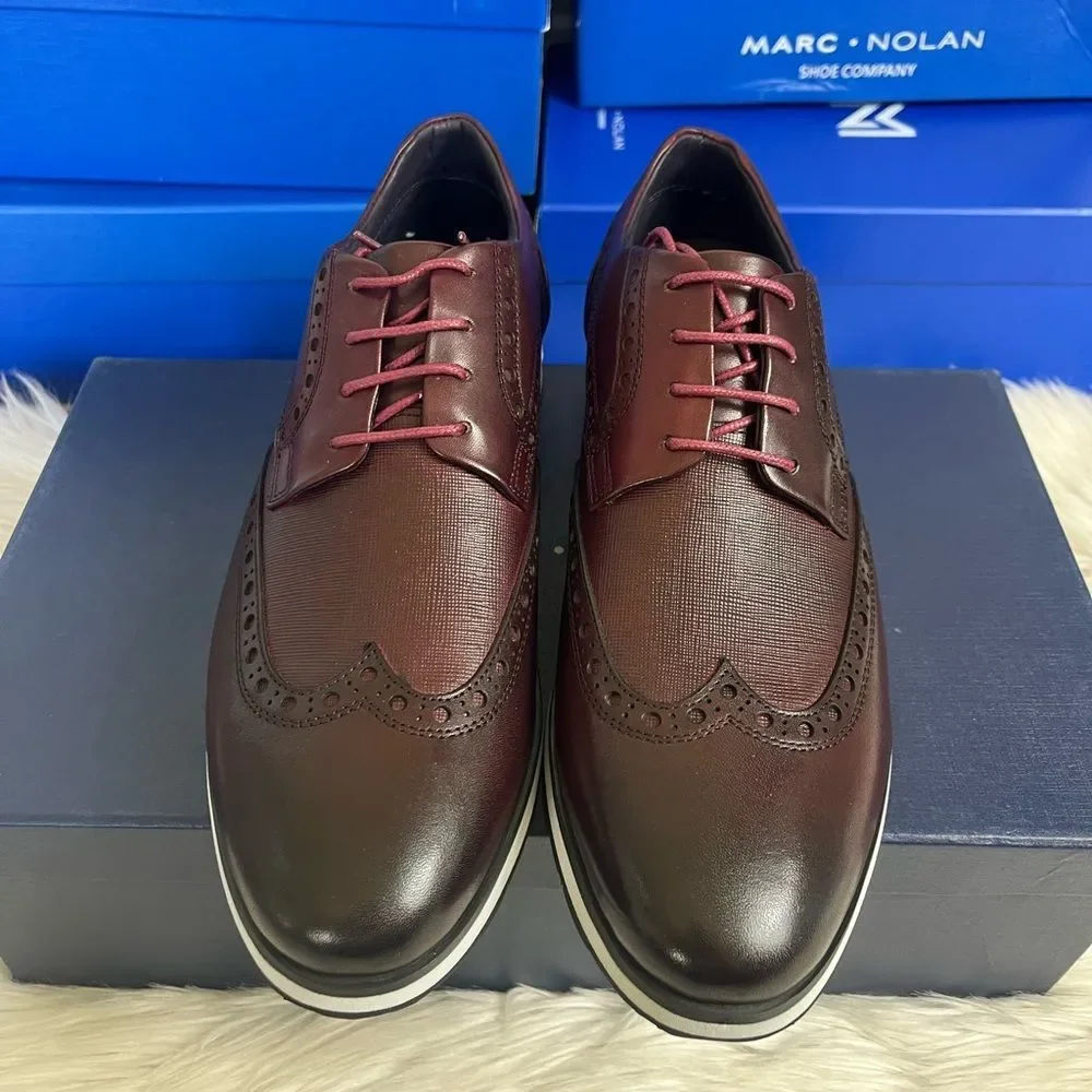 Marc Nolan Gavin Burgundy Wingtip Leather sneakers dress shoes size 7